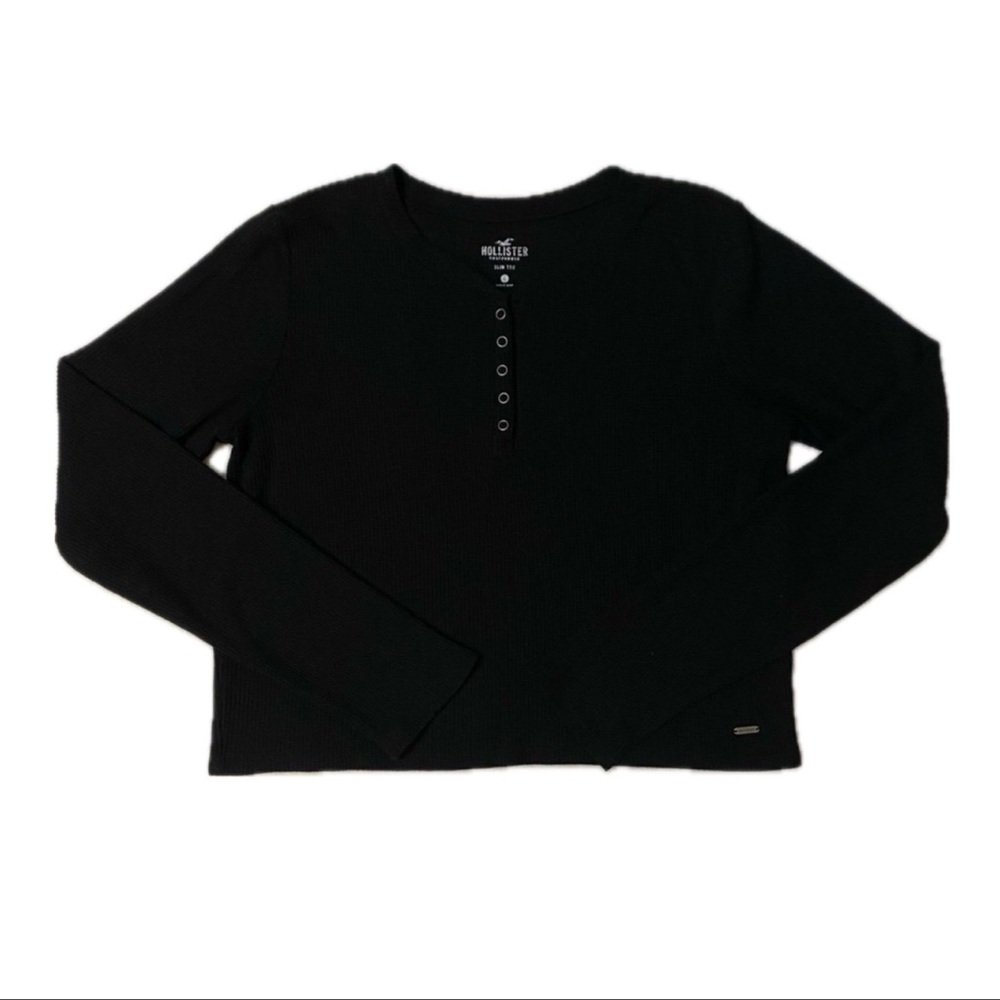 Hollister Henley Waffle Cropped Long Sleeve